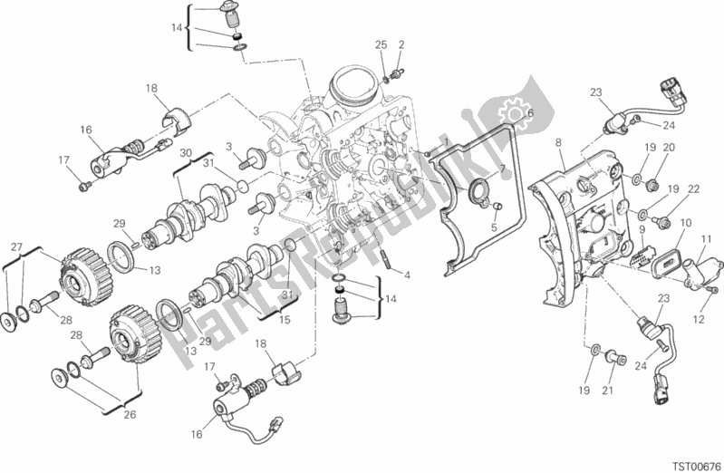 All parts for the Horizontal Head Timing System of the Ducati Multistrada 1260 Enduro 2020